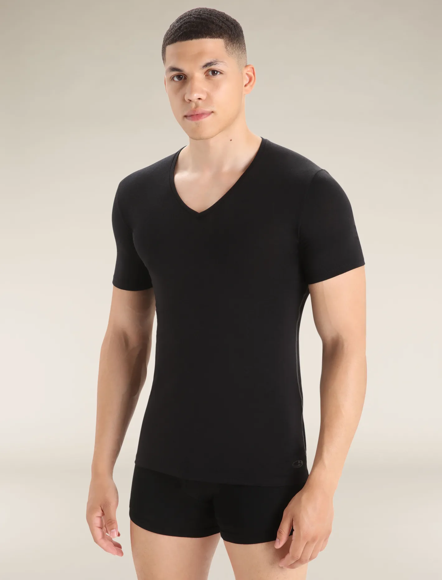 Icebreaker Underwear^Men's Merino Anatomica Short Sleeve V Neck Tee Black