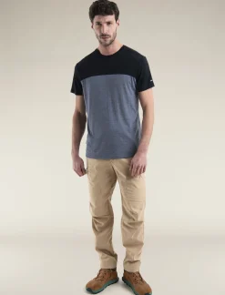 Icebreaker T-shirts^Men's Merino Blend 125 Cool-Lite™ Sphere Short Sleeve T-Shirt Colour Block GraphiteHeather/Black