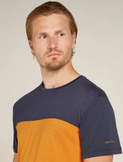 Icebreaker T-shirts^Men's Merino Blend 125 Cool-Lite™ Sphere Short Sleeve T-Shirt Colour Block Ray/Graphite