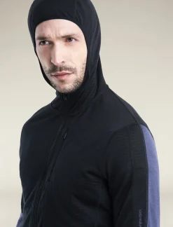 Icebreaker Jumpers & Hoodies^Men's Merino Blend 200 Realfleece™ Descender Long Sleeve Zip Hoodie Black/Graphite