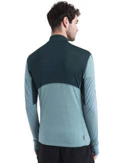 Icebreaker Jumpers & Hoodies^Men's Merino Blend 200 Realfleece™ Descender Long Sleeve Half Zip Jacket FathomGreen/CloudRay