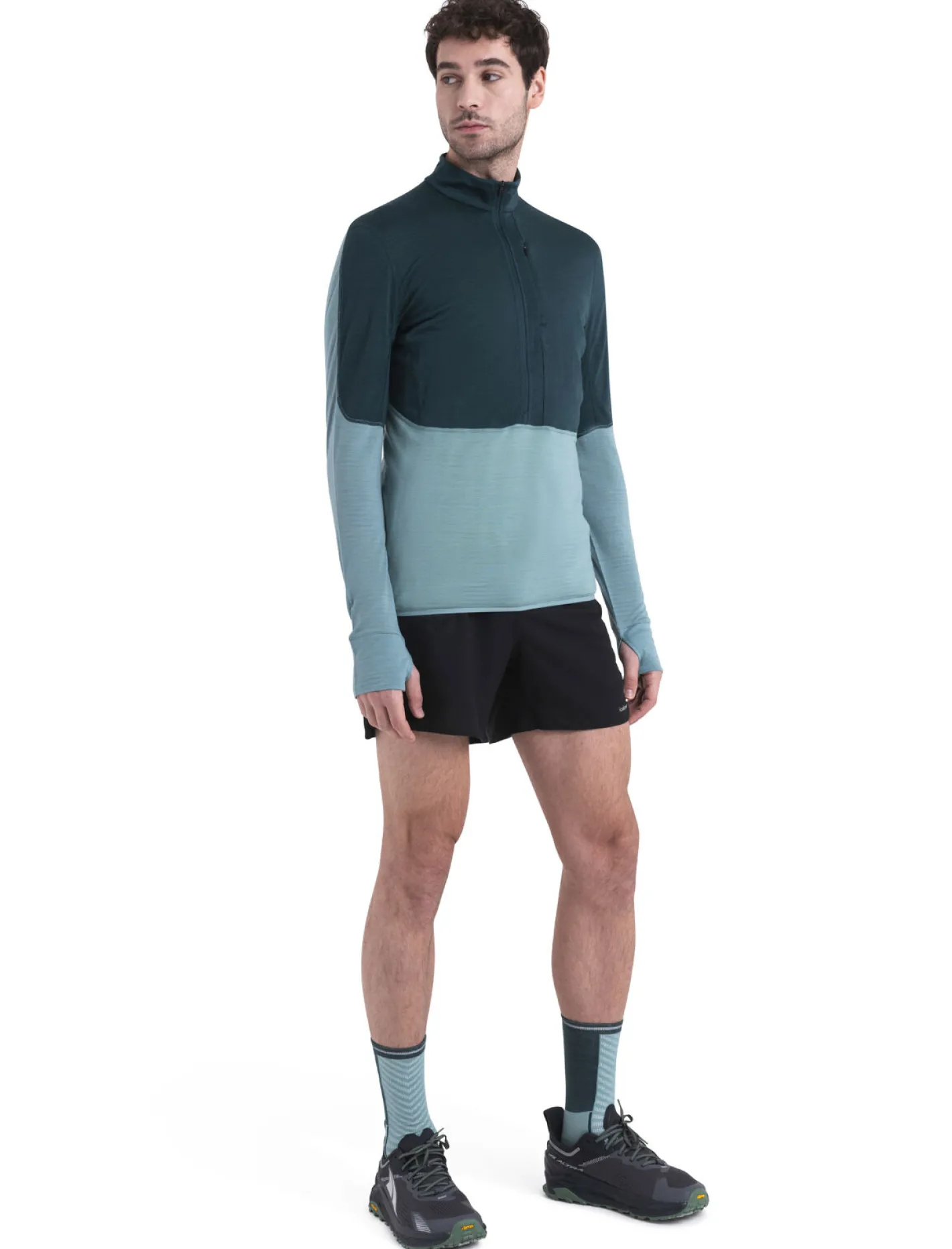 Icebreaker Jumpers & Hoodies^Men's Merino Blend 200 Realfleece™ Descender Long Sleeve Half Zip Jacket FathomGreen/CloudRay