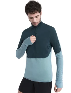 Icebreaker Jumpers & Hoodies^Men's Merino Blend 200 Realfleece™ Descender Long Sleeve Half Zip Jacket FathomGreen/CloudRay