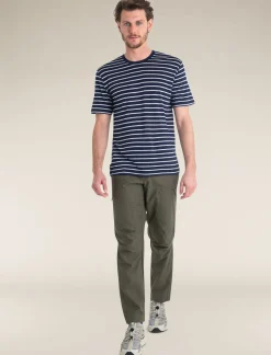 Icebreaker T-shirts^Men's Merino Blend Drayden Short Sleeve T-Shirt Stripe MidnightNavy/Snow