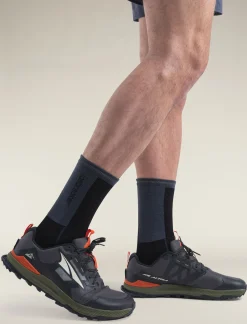 Icebreaker Socks^Men's Merino Blend Run+ Ultralight Crew Socks Black/Graphite