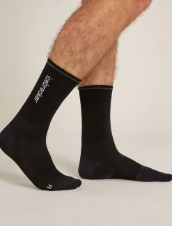 Icebreaker Socks^Men's Merino Blend Run+ Ultralight Crew Socks Cloud Dye Graphite/Black