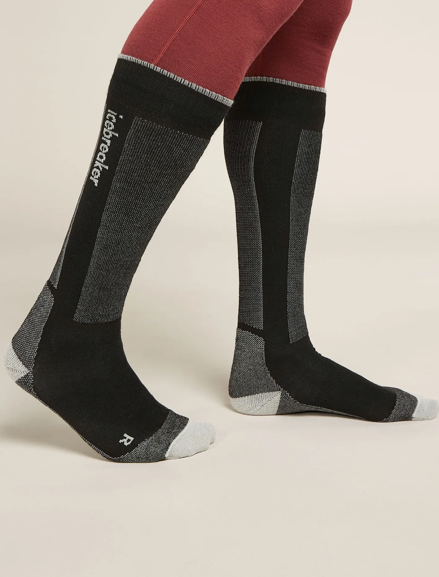 Icebreaker Socks^Men's Merino Ski+ Light Over The Calf Socks Black/Ether