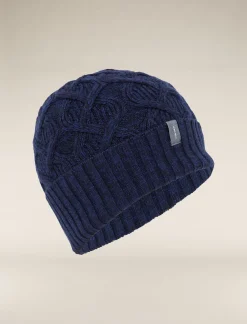 Icebreaker Accessories|Accessories^Unisex Merino Cable Knit Beanie MidnightNavy/RoyalNavy