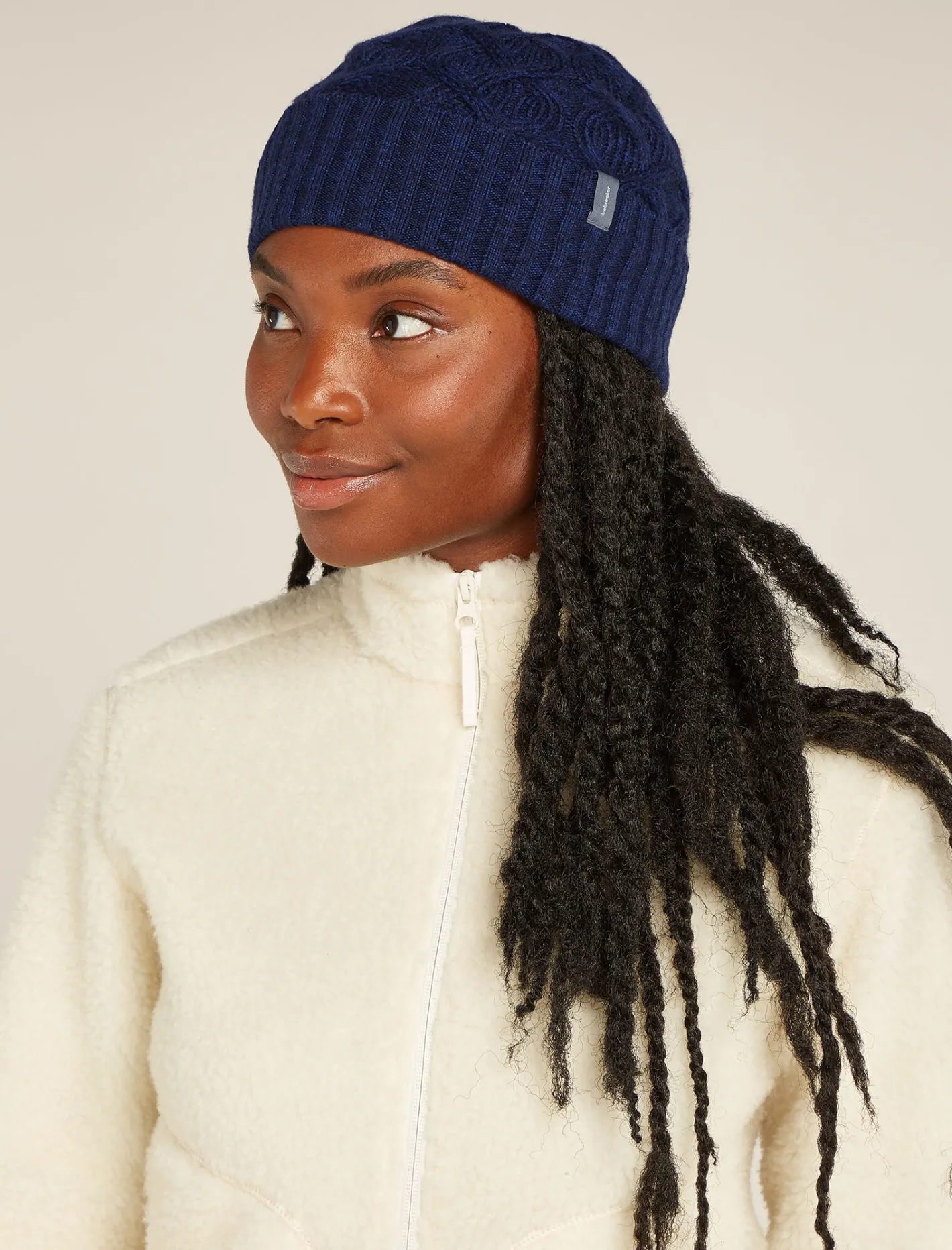 Icebreaker Accessories|Accessories^Unisex Merino Cable Knit Beanie MidnightNavy/RoyalNavy