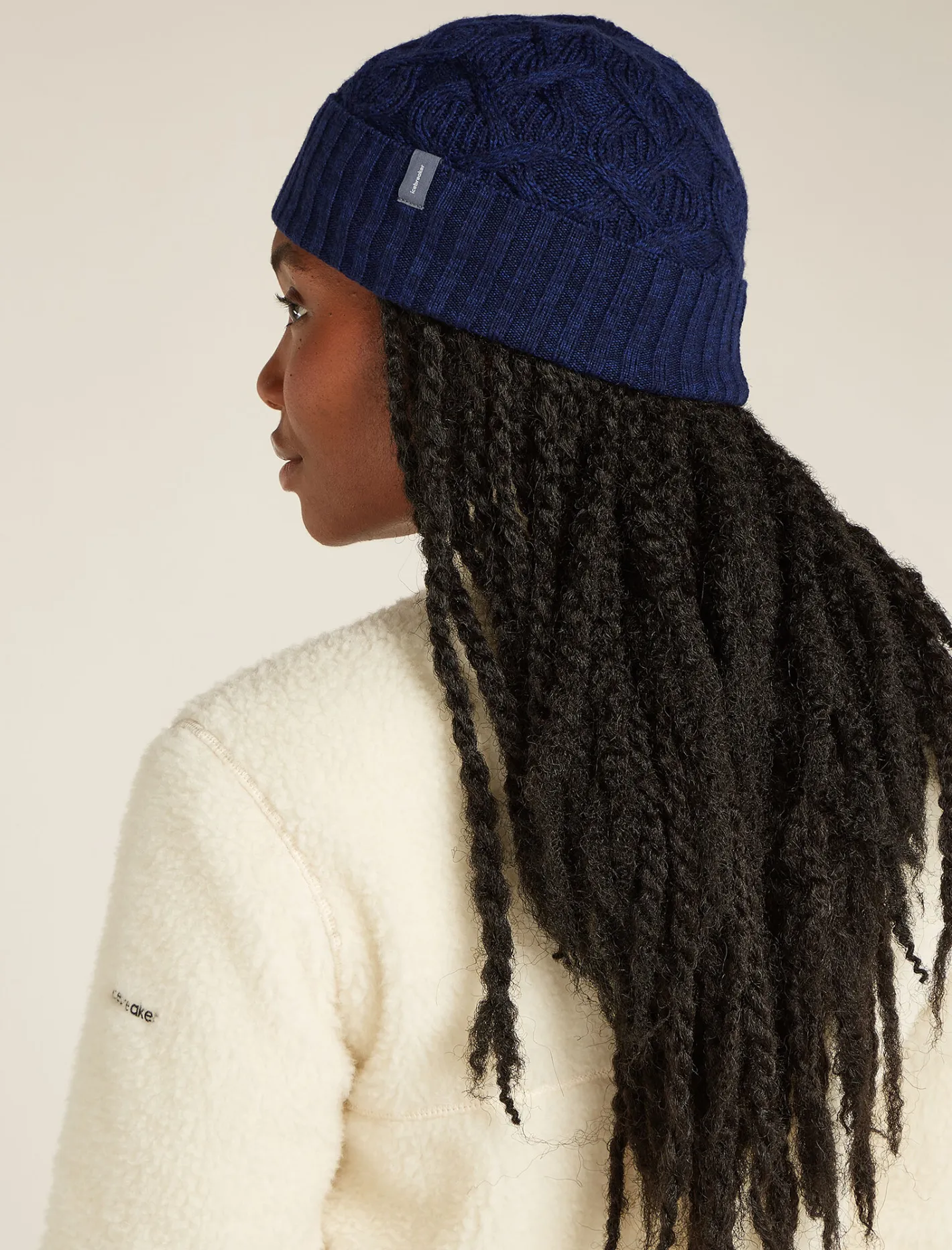 Icebreaker Accessories|Accessories^Unisex Merino Cable Knit Beanie MidnightNavy/RoyalNavy
