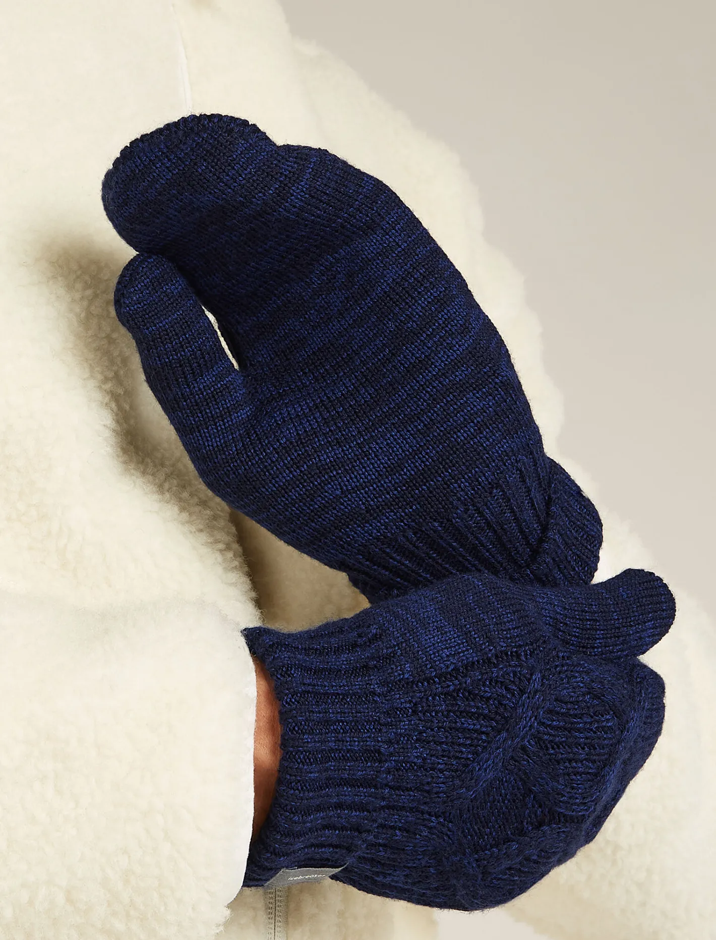 Icebreaker Accessories|Accessories^Unisex Merino Cable Knit Mittens MidnightNavy/RoyalNavy