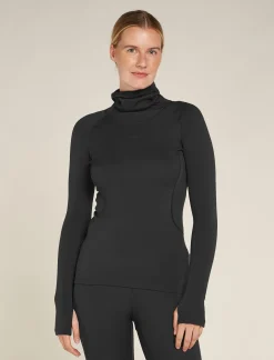 Icebreaker Base Layers^Women's 300 MerinoFine™ Polar Long Sleeve Roll Neck Thermal Top Black