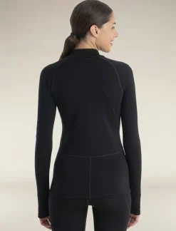 Icebreaker Base Layers^Women's 300 MerinoFine™ Polar Long Sleeve Half Zip Thermal Top Black