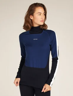 Icebreaker Base Layers^Women's 200 Sonebula Long Sleeve High Neck Thermal Top MidnightNavy/RoyalNavy