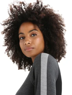 Icebreaker Base Layers^Women's 260 ZoneKnit™ Long Sleeve Crewe Thermal Top JetHeather/Black