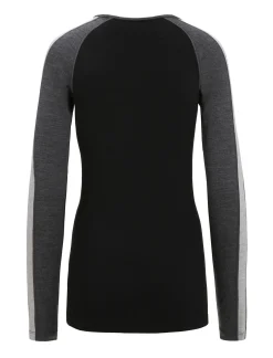 Icebreaker Base Layers^Women's 260 ZoneKnit™ Long Sleeve Crewe Thermal Top JetHeather/Black