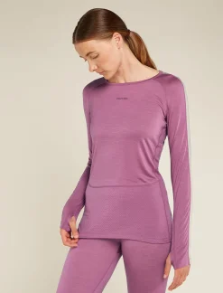 Icebreaker Base Layers^Women's 125 ZoneKnit™ Long Sleeve Crewe Thermal Top Deco/Ashen