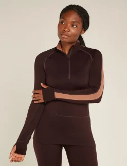 Icebreaker Base Layers^Women's 260 ZoneKnit™ Long Sleeve Half Zip Thermal Top Bittersweet