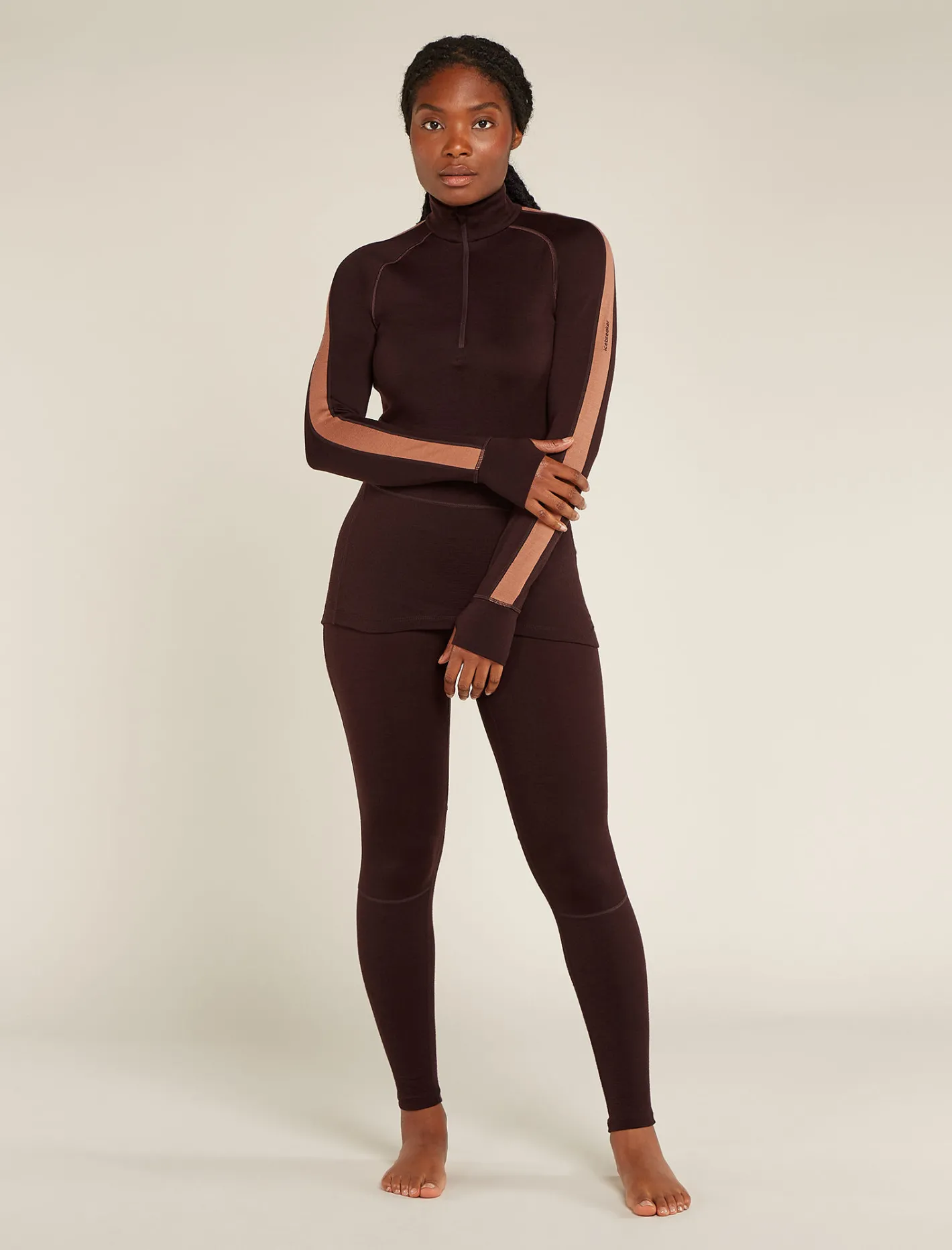Icebreaker Base Layers^Women's 260 ZoneKnit™ Long Sleeve Half Zip Thermal Top Bittersweet