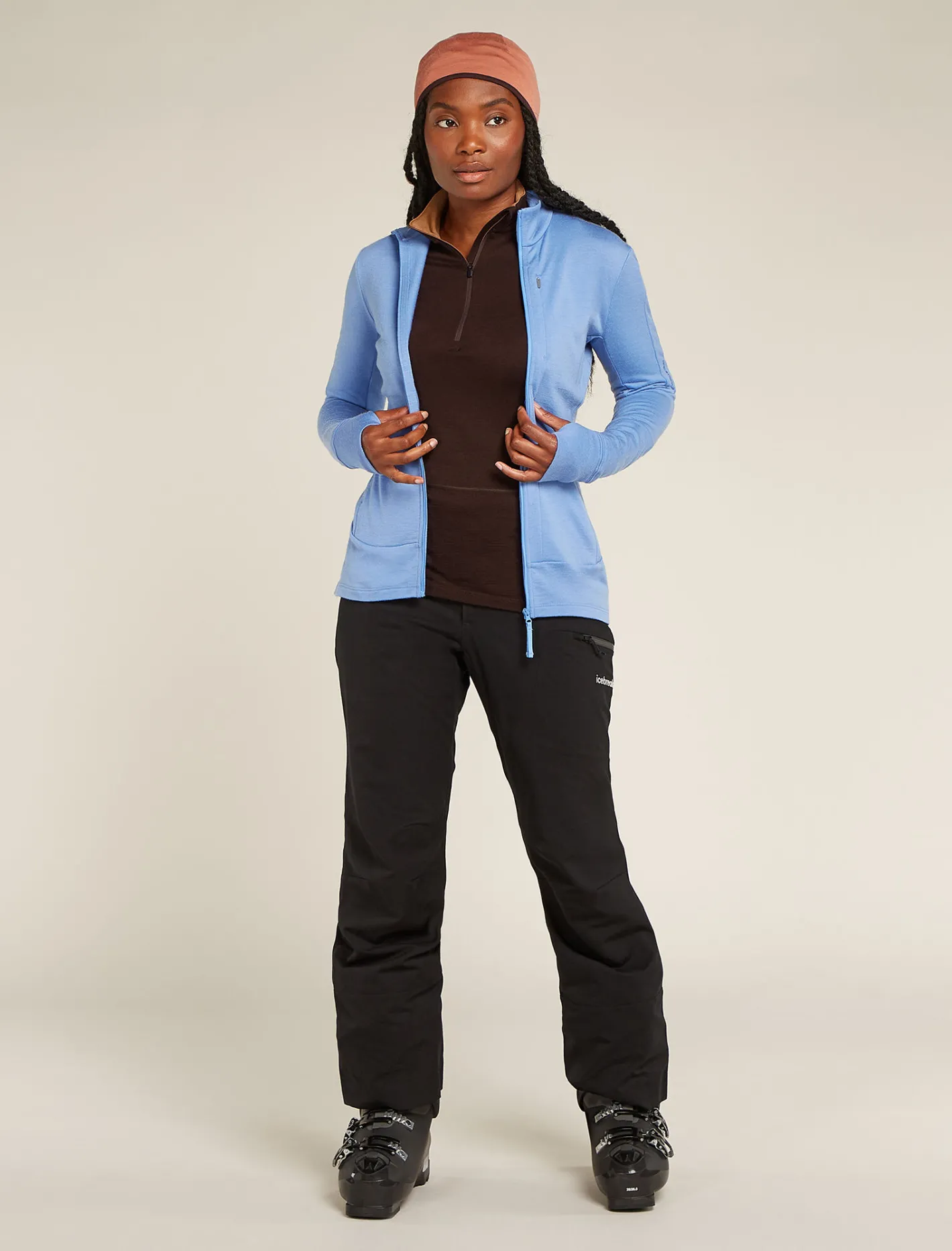 Icebreaker Base Layers^Women's 260 ZoneKnit™ Long Sleeve Half Zip Thermal Top Bittersweet