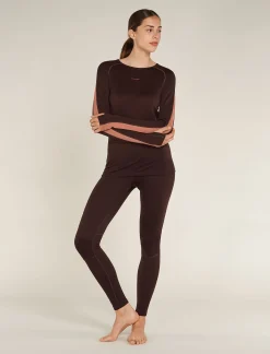 Icebreaker Base Layers^Women's 260 ZoneKnit™ Long Sleeve Crewe Thermal Top Bittersweet/CedarWood