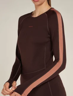 Icebreaker Base Layers^Women's 260 ZoneKnit™ Long Sleeve Crewe Thermal Top Bittersweet/CedarWood