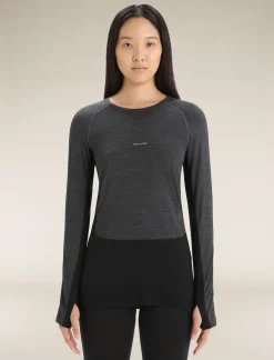 Icebreaker Base Layers^Women's 125 ZoneKnit™ Long Sleeve Crewe Thermal Top JetHeather/Black