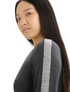 Icebreaker Base Layers^Women's 125 ZoneKnit™ Long Sleeve Crewe Thermal Top JetHeather/Black