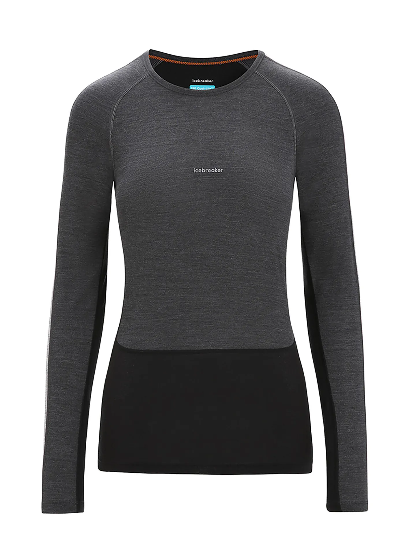 Icebreaker Base Layers^Women's 125 ZoneKnit™ Long Sleeve Crewe Thermal Top JetHeather/Black