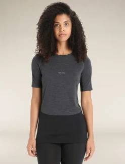 Icebreaker Base Layers^Women's 125 ZoneKnit™ Short Sleeve Crewe Thermal Top JetHeather/Black