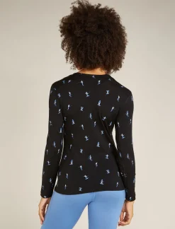 Icebreaker Base Layers^Women's Merino 200 Oasis Long Sleeve Crewe Thermal Top Snow Day Black