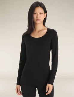 Icebreaker Base Layers^Women's Merino 200 Oasis Long Sleeve Scoop Thermal Top Black