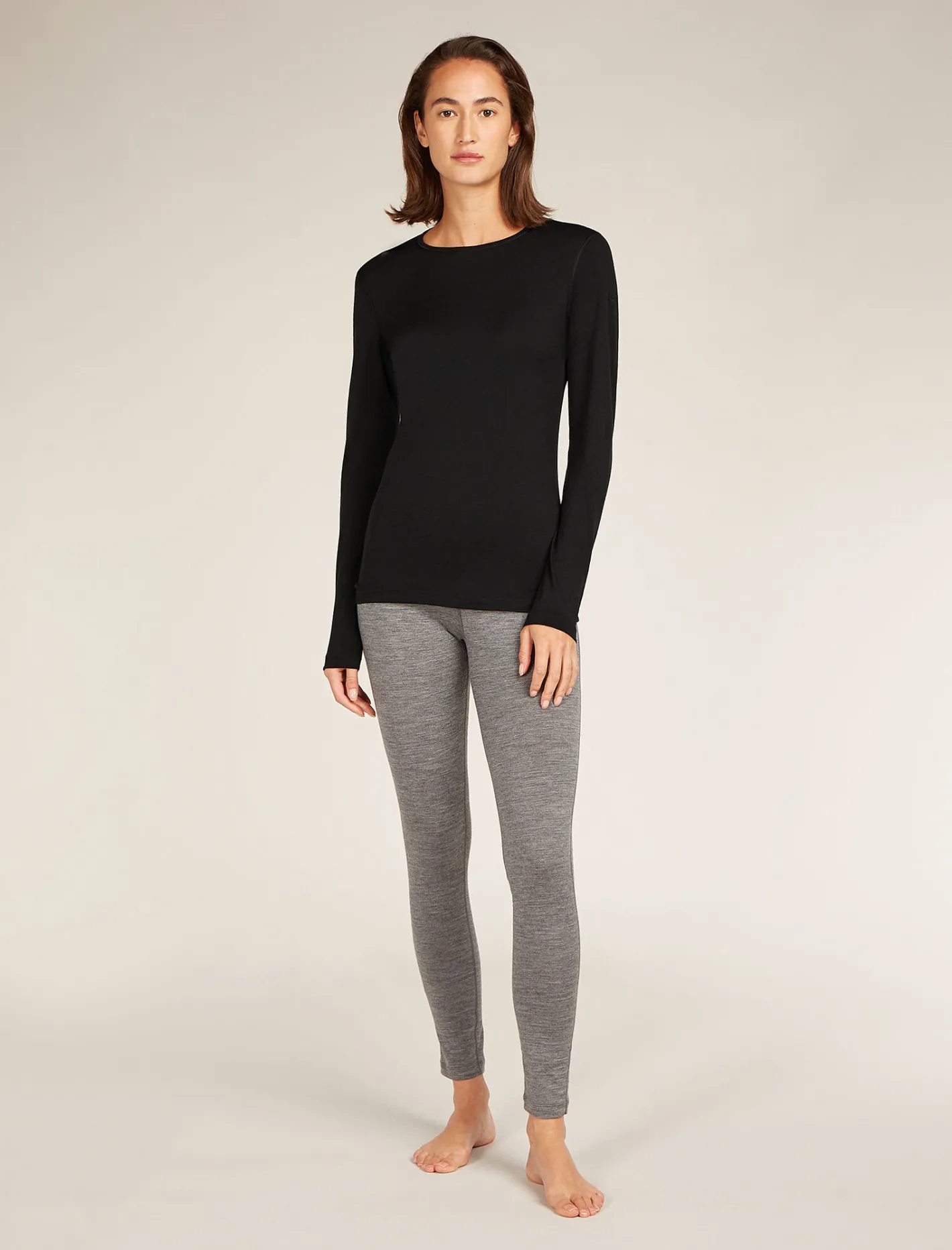 Icebreaker Base Layers^Women's Merino 200 Oasis Long Sleeve Crewe Thermal Top Black