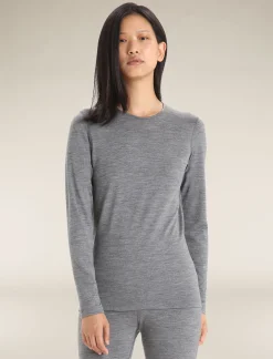 Icebreaker Base Layers^Women's Merino 200 Oasis Long Sleeve Crewe Thermal Top GritstoneHeather