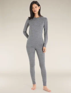 Icebreaker Base Layers^Women's Merino 200 Oasis Long Sleeve Crewe Thermal Top GritstoneHeather