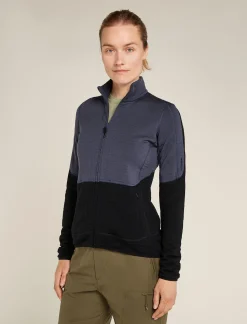 Icebreaker Jumpers & Hoodies^Women's Merino 400 RealFleece™ Descender Long Sleeve Zip Jacket Graphite/Black