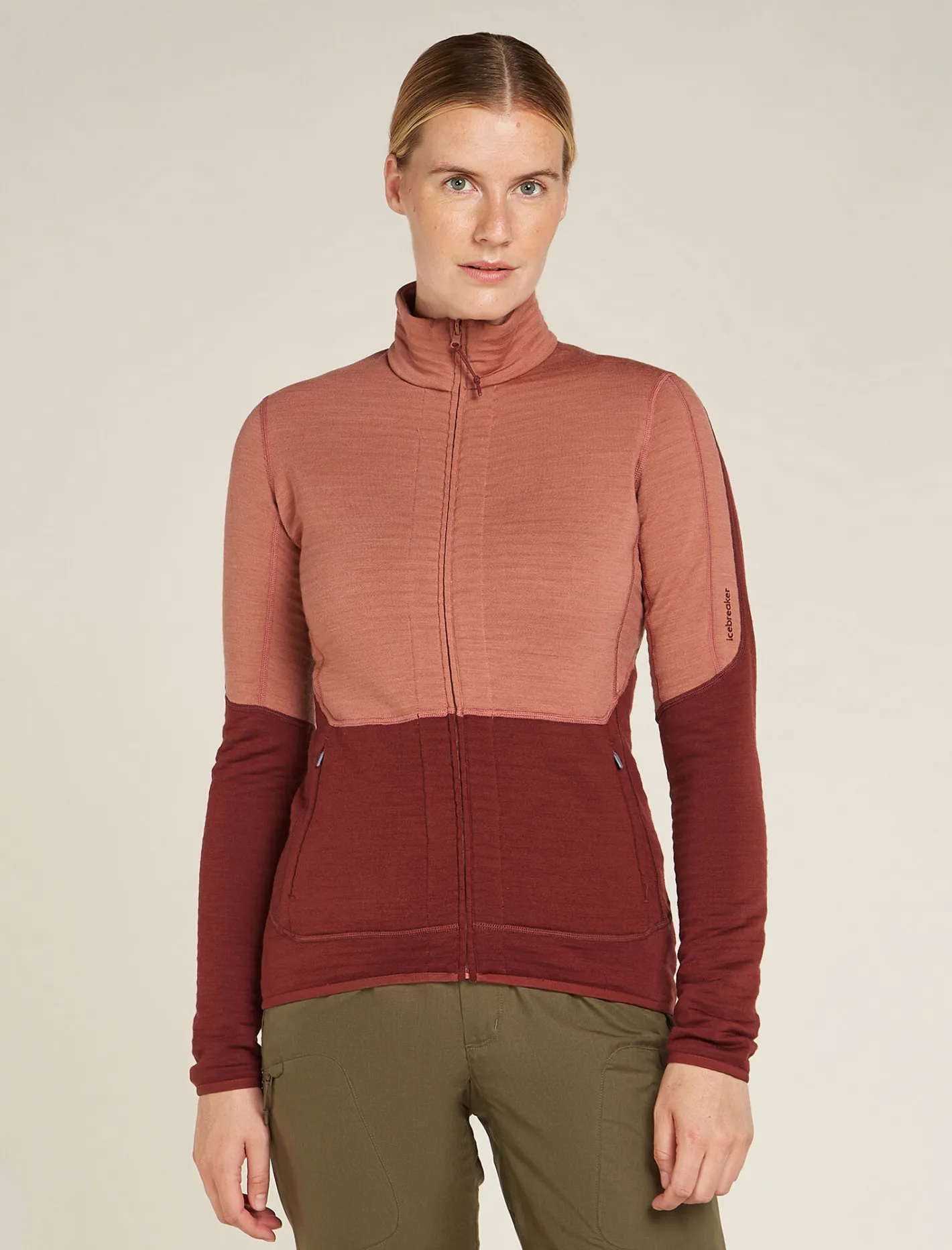 Icebreaker Jumpers & Hoodies^Women's Merino 400 RealFleece™ Descender Long Sleeve Zip Jacket CedarWood/Port