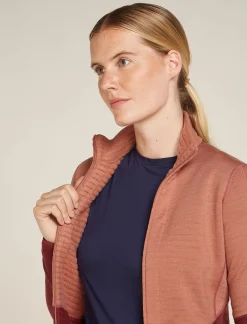 Icebreaker Jumpers & Hoodies^Women's Merino 400 RealFleece™ Descender Long Sleeve Zip Jacket CedarWood/Port