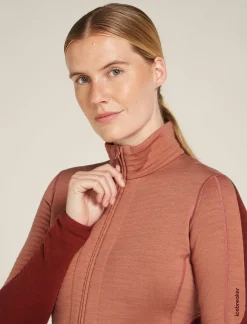 Icebreaker Jumpers & Hoodies^Women's Merino 400 RealFleece™ Descender Long Sleeve Zip Jacket CedarWood/Port