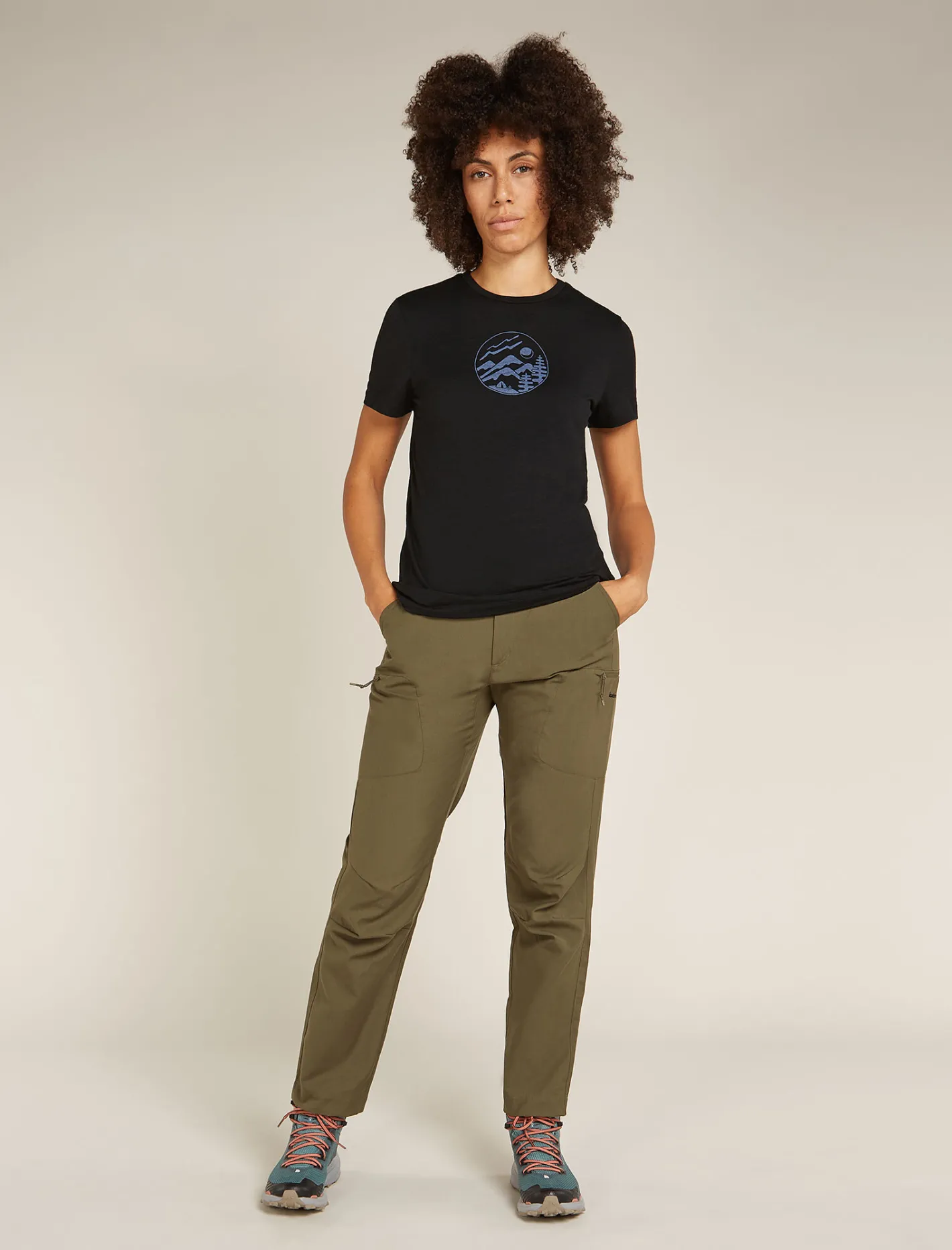 Icebreaker T-shirts & Tanks^Women's Merino 150 Tech Lite Short Sleeve T-Shirt Camping Circle Black