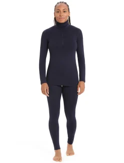 Icebreaker Base Layers^Women's Merino 260 Tech Long Sleeve Half Zip Thermal Top MidnightNavy