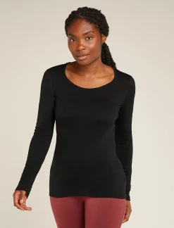 Icebreaker Base Layers^Women's Merino 260 Tech Long Sleeve Scoop Thermal Top Black