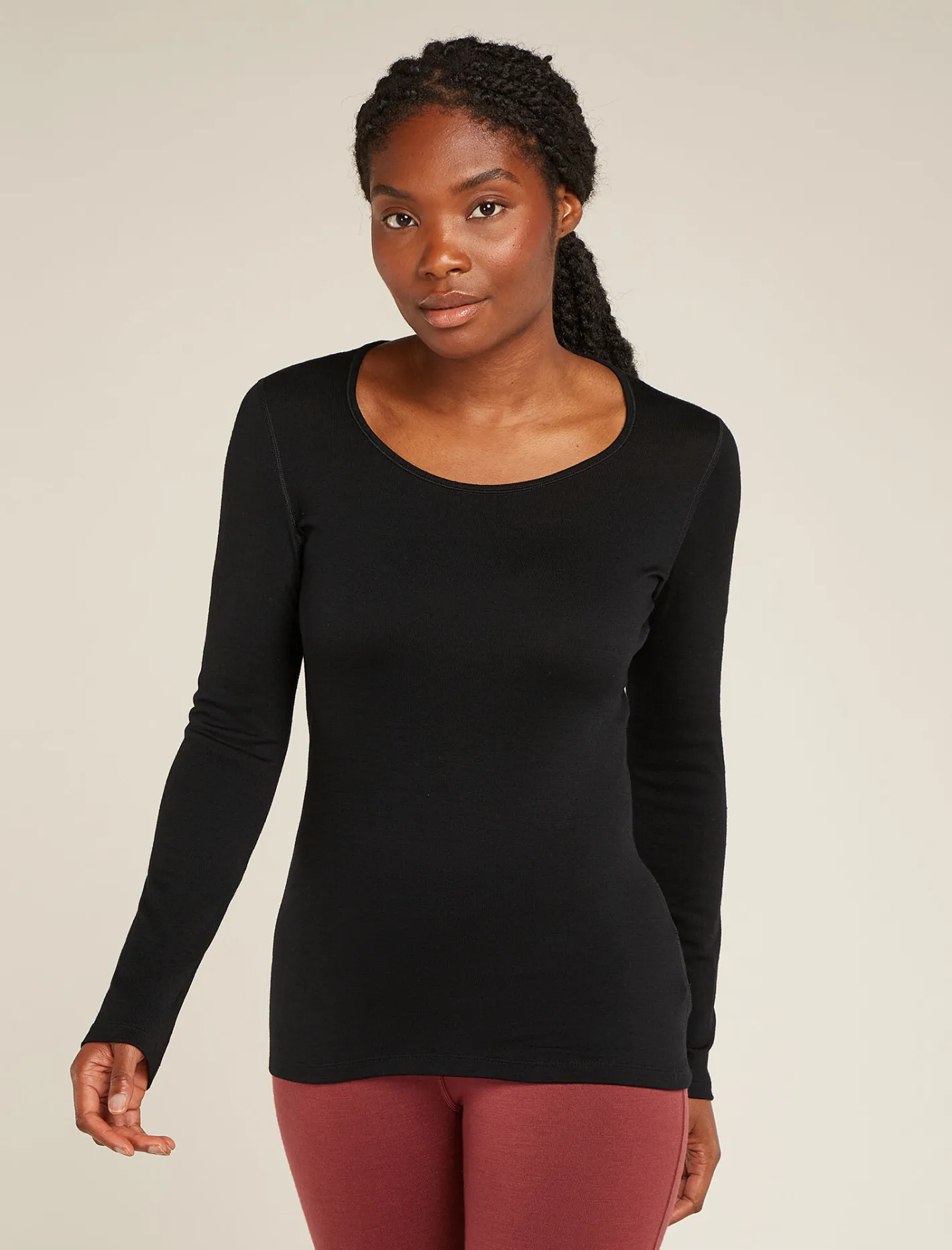 Icebreaker Base Layers^Women's Merino 260 Tech Long Sleeve Scoop Thermal Top Black