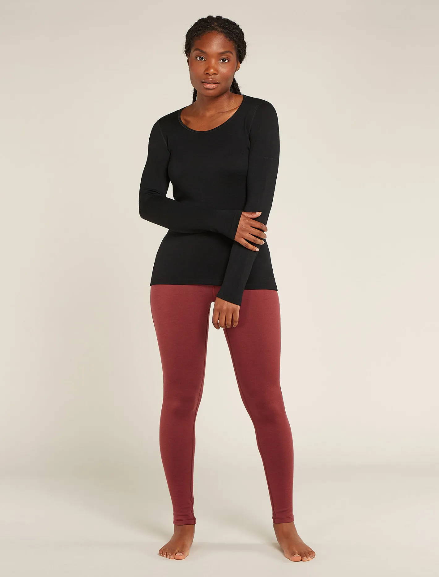 Icebreaker Base Layers^Women's Merino 260 Tech Long Sleeve Scoop Thermal Top Black