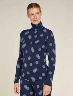 Icebreaker Base Layers^Women's Merino 260 Vertex Long Sleeve Half Zip Thermal Top Falling Flakes MidnightNavy/Snow