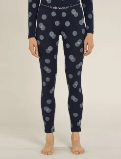 Icebreaker Base Layers^Women's Merino 260 Vertex Thermal Leggings Falling Flakes MidnightNavy/Snow