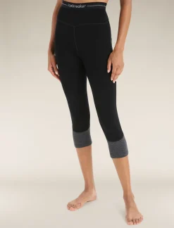 Icebreaker Base Layers^Women's Merino 260 ZoneKnit™ 3/4 Thermal Leggings Black/JetHeather