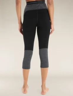 Icebreaker Base Layers^Women's Merino 260 ZoneKnit™ 3/4 Thermal Leggings Black/JetHeather