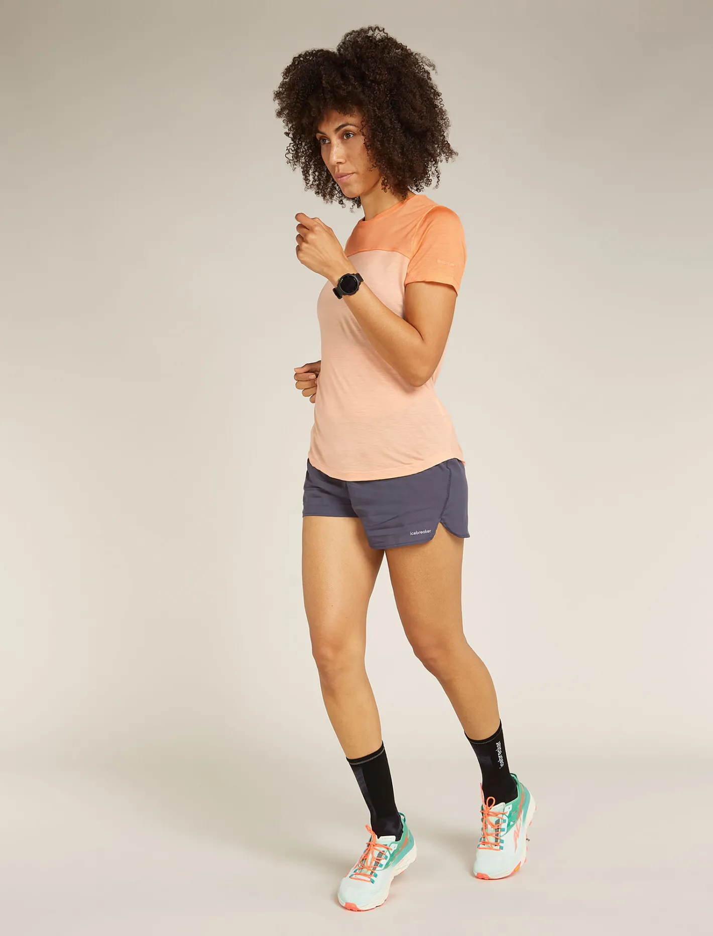 Icebreaker T-shirts & Tanks^Women's Merino Blend 125 Cool-Lite™ Sphere Short Sleeve T-Shirt Colour Block Sunstone/Feldspar