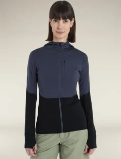 Icebreaker Jumpers & Hoodies^Women's Merino Blend 200 Realfleece™ Descender Long Sleeve Zip Hoodie Graphite/Black